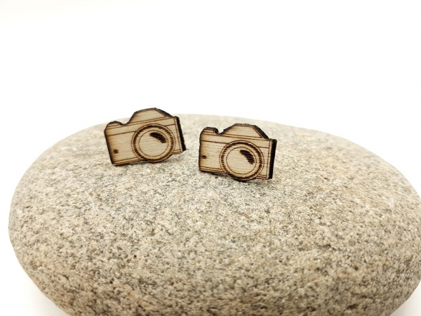 Kamera Holz Ohrstecker